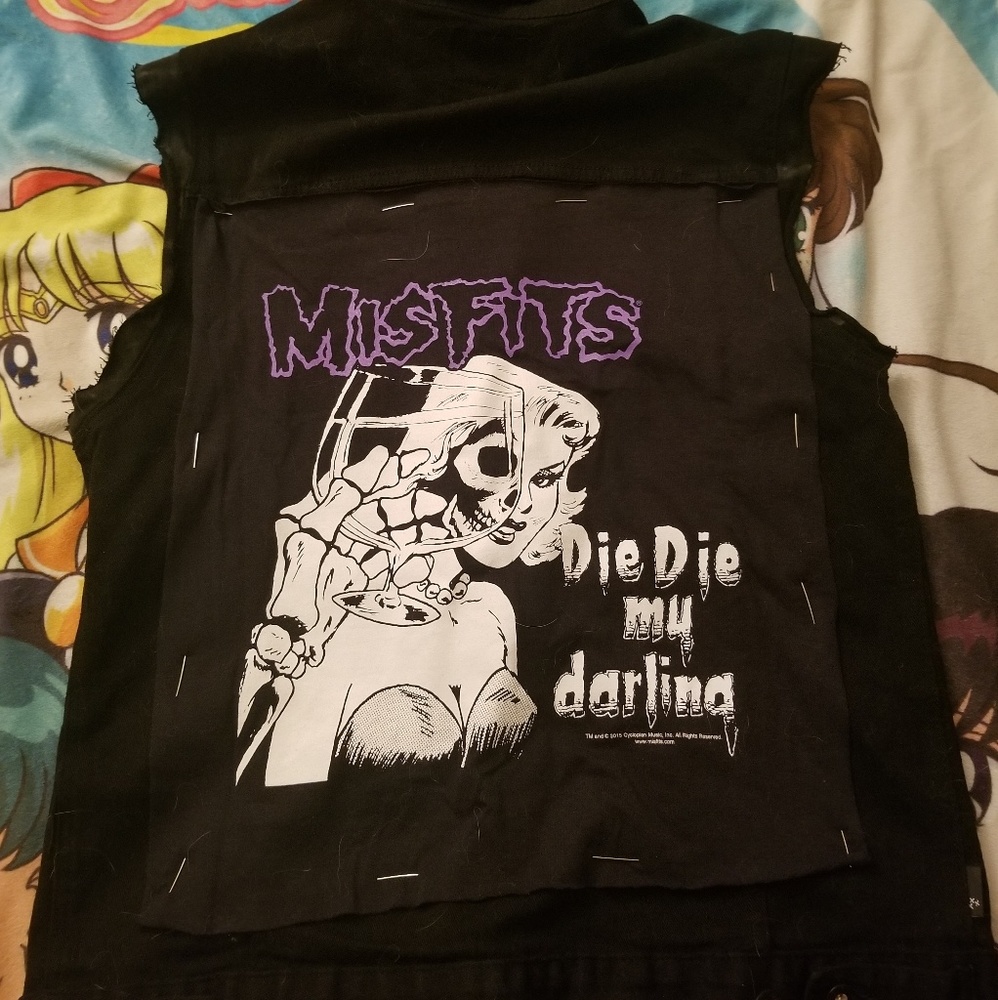 Denim Black Vest with Custom Patch